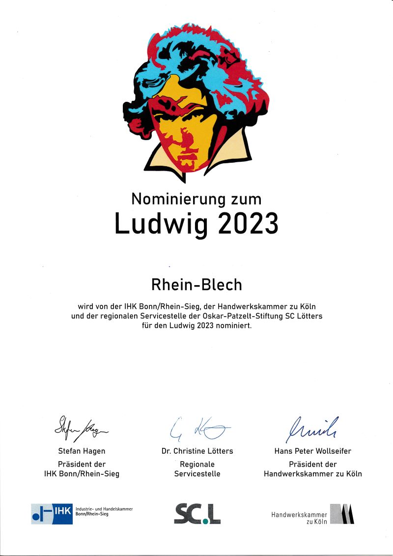 Urkunde Nominierung zum Ludwig 2023